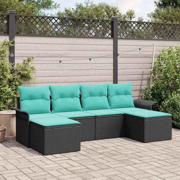 ARDEBO.de - Gartensofa-set 6 Stk. Schwarz Poly Rattan
