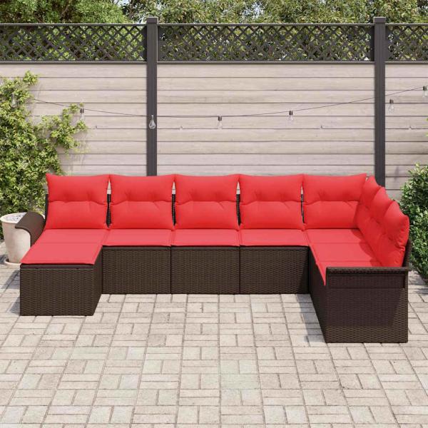 Gartensofa-set 8 stk. Beige Poly Rattan