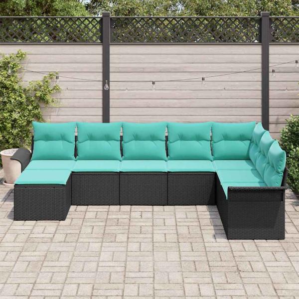 Gartensofa-set 8 Stk. Schwarz Poly Rattan