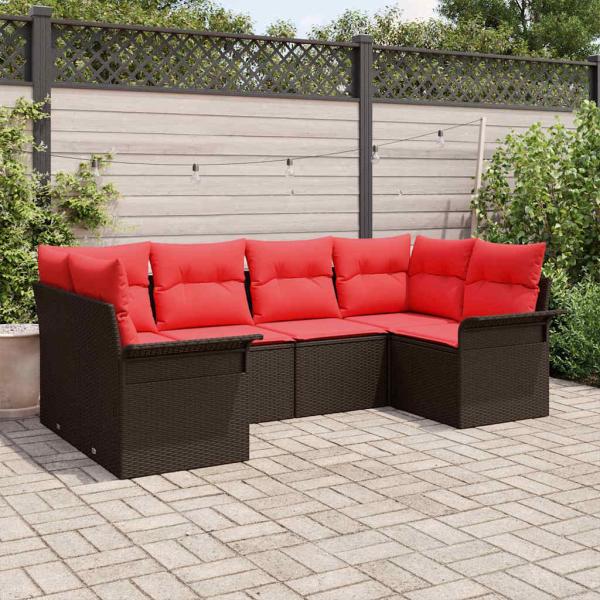 ARDEBO.de - Garten-Sofa-Set 6 stk. Braun Poly Rattan