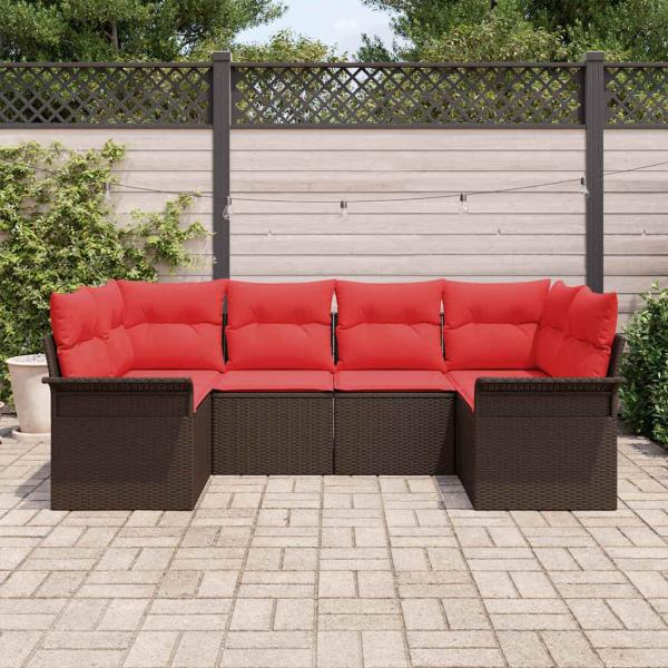 Garten-Sofa-Set 6 stk. Braun Poly Rattan