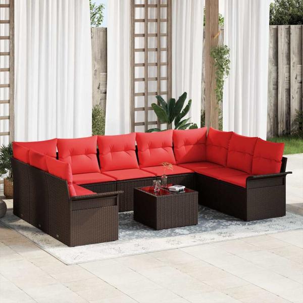 ARDEBO.de - Gartensofa-set 10 stk. Braun Poly-Rattan