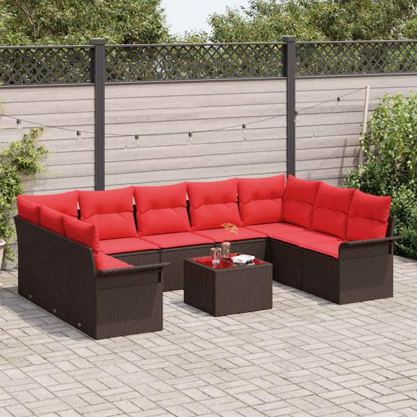 Gartensofa-set 10 stk. Braun Poly-Rattan