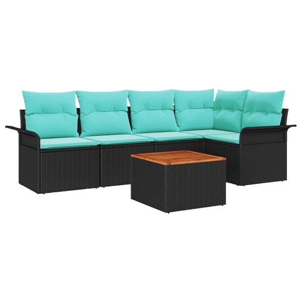 Gartensofa-set 6 stk. 5-Sitzanzahl Schwarz und Türkis