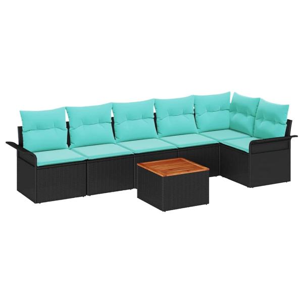 Gartensofa-set 7 stk. 6-Sitzanzahl Schwarz und Türkis