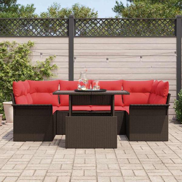Gartensofa-set 7 stk. Braun [Synthetisch]: Poly Rattan
