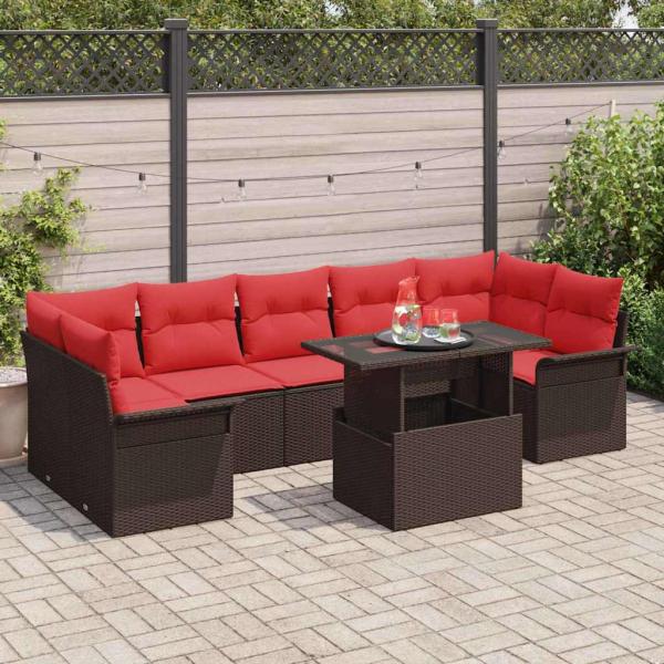 ARDEBO.de - Gartensofa-set 8 stk. Braun [Synthetisch]: Poly Rattan