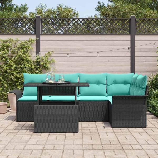 Gartensofa-set 6 Stk. Schwarz [Synthetisch]: Poly Rattan