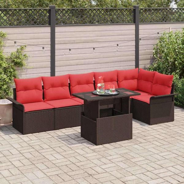 ARDEBO.de - Gartensofa-set 7 Stk. Braun [Synthetisch]: Poly Rattan