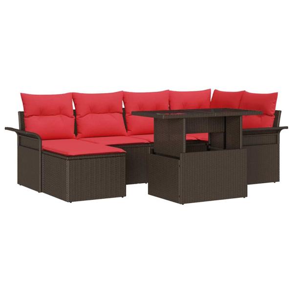 Gartensofa-set 7 Stk. Braun [Synthetisch]: Poly Rattan