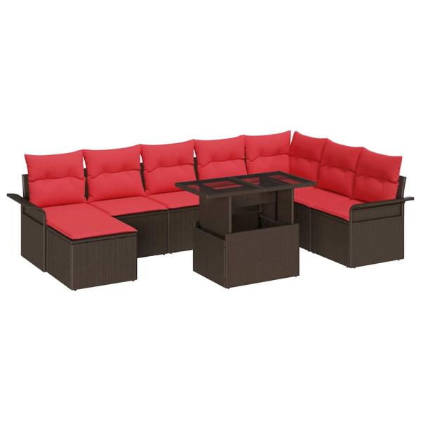 Gartensofa-set 9 Stk. Braun [Synthetisch]: Poly Rattan