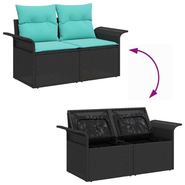 Garten-Sofa-Set mit Speicher 9 pcs Schwarz Poly Rattan