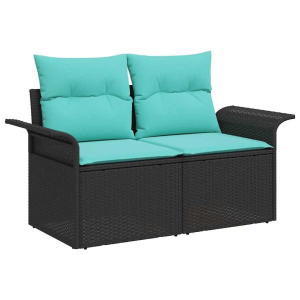 Garten-Sofa-Set 6 Stk. Schwarz Poly Rattan