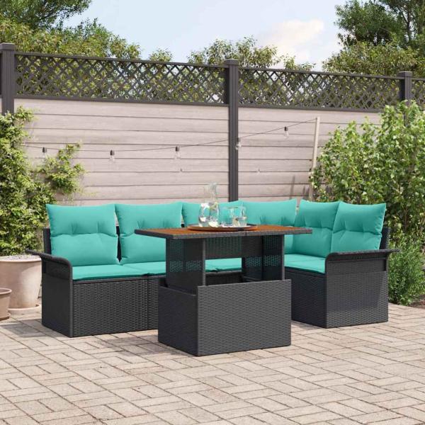 ARDEBO.de - Garten-Sofa-Set 6 Stk. Schwarz Poly Rattan