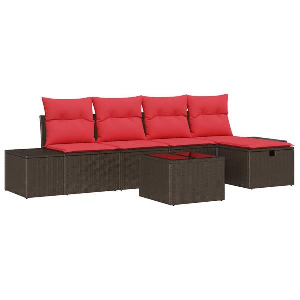 Gartensofa-set 6 stk. Braun Poly-Rattan