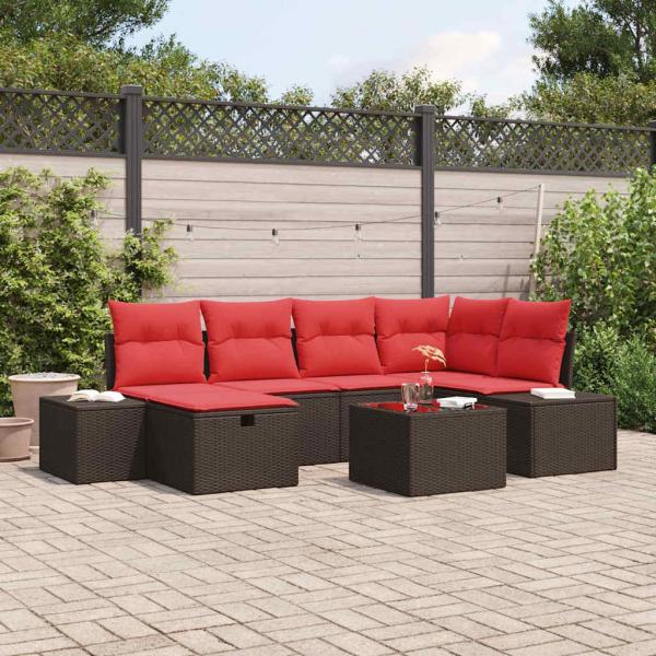 ARDEBO.de - Gartensofa-set 7 stk. Braun Poly-Rattan