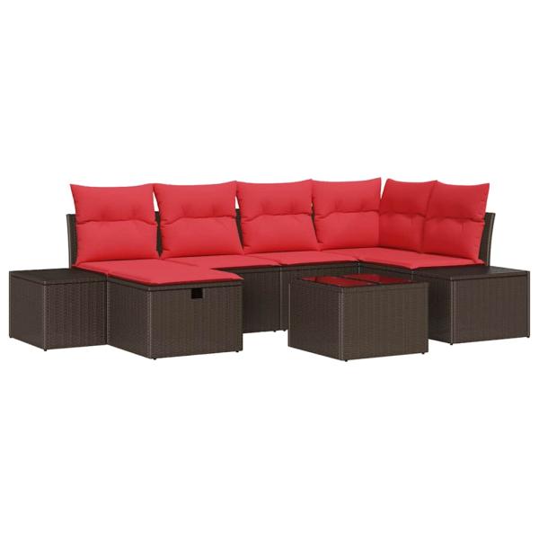 Gartensofa-set 7 stk. Braun Poly-Rattan