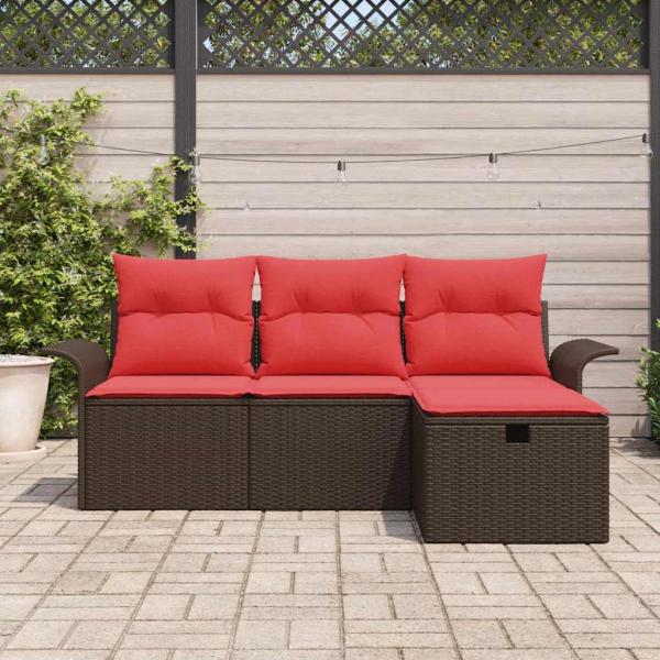 Gartensofa-set 4 stk. Poly Rattan