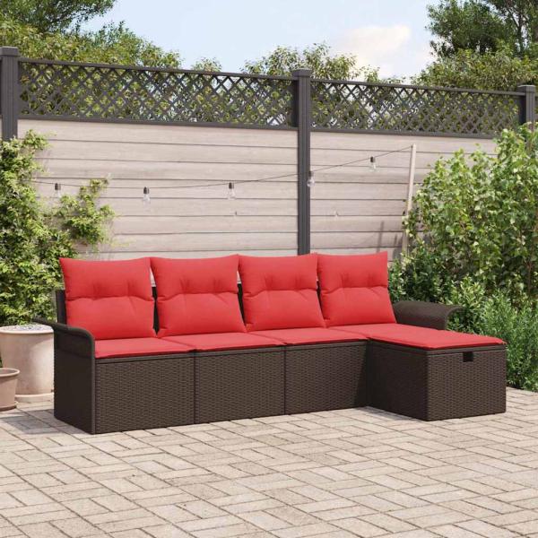 ARDEBO.de - Gartensofa-set 5 stk. Poly Rattan