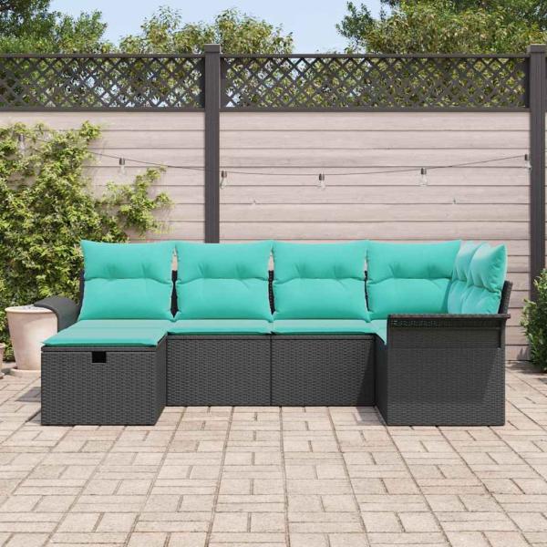 Gartensofa-set 6 Stk. Poly Rattan