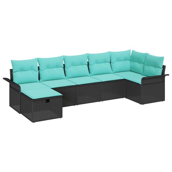 Gartensofa-set 7 stk. Poly Rattan