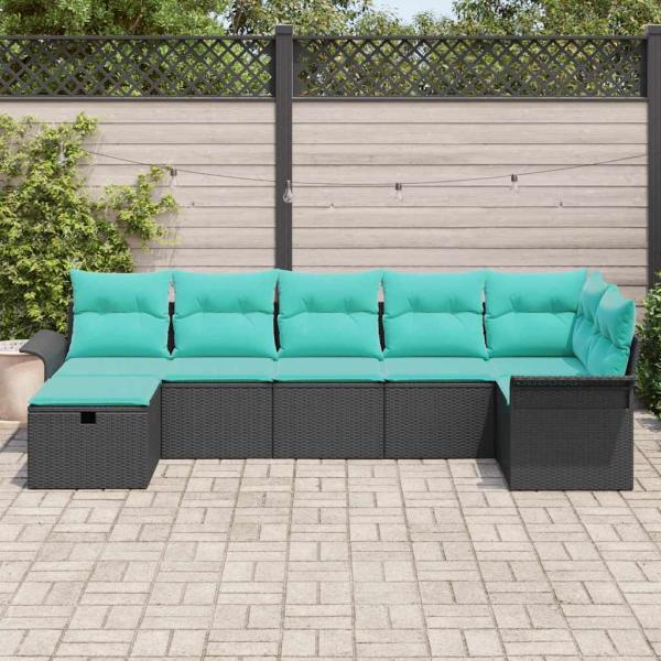 Gartensofa-set 7 stk. Poly Rattan