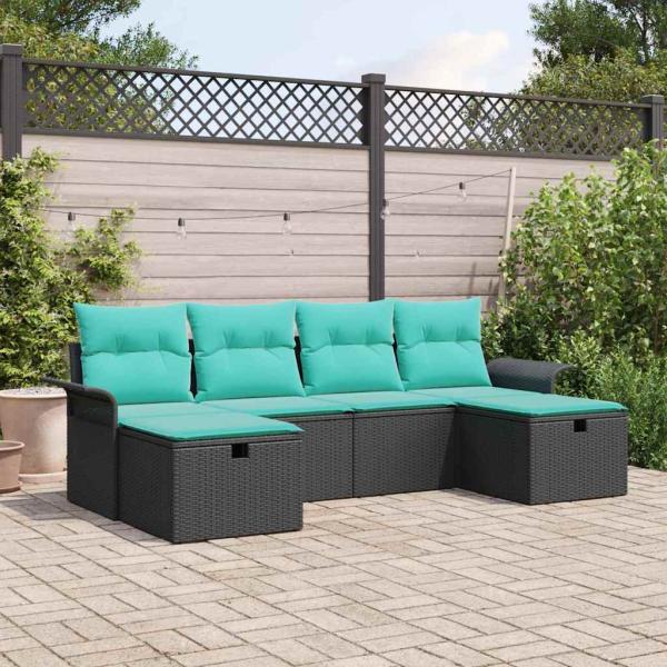 ARDEBO.de - Gartensofa-set 6 Stk. Poly Rattan