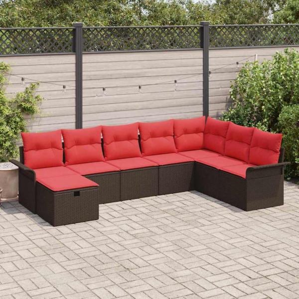 ARDEBO.de - Gartensofa-set 8 stk. Poly Rattan