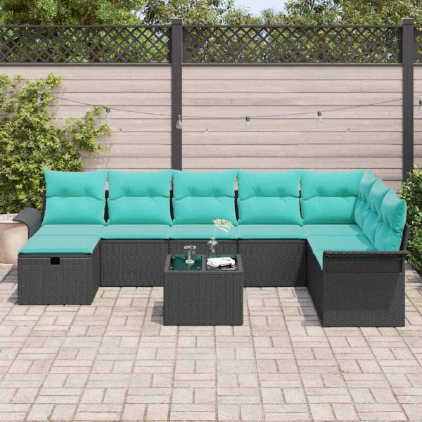 Gartensofa-set 9 Stk. Poly Rattan