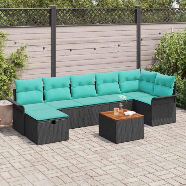 ARDEBO.de - Gartensofa-set 8 Stk. Schwarz Poly Rattan