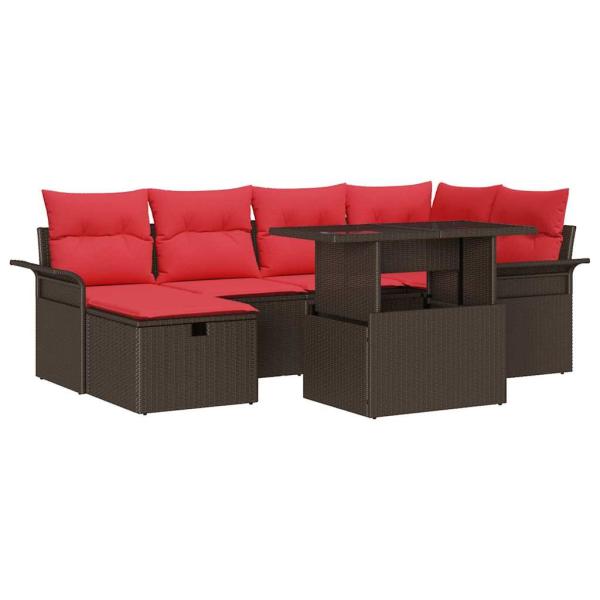 Gartensofa-set 7 Stk. Braun Poly-Rattan