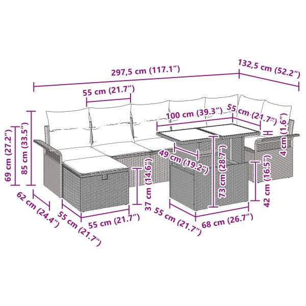 Gartensofa-set 8 Stk. Schwarz Poly-Rattan