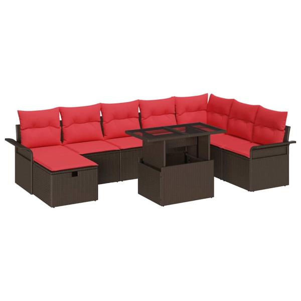 Gartensofa-set 9 Stk. Braun Poly-Rattan