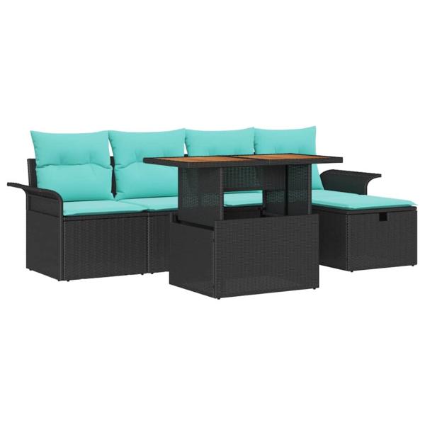 Garten-Sofa-Set 6 stk. Schwarz Poly-Rattan