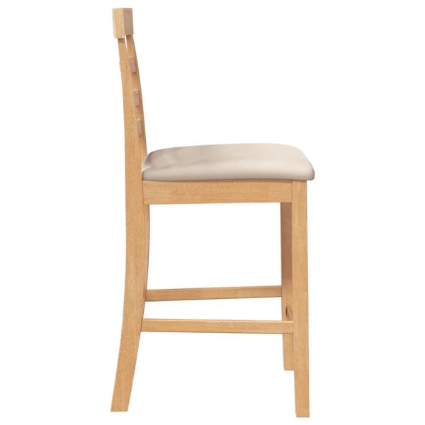 Barhocker mit Kissen 2 Stk. Natur Massivholz Gummibaum