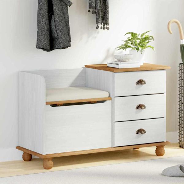 ARDEBO.de - Sitzbank mit Stauraum mit Speicher ASKIM Weiß 100 x 39 x 62 cm