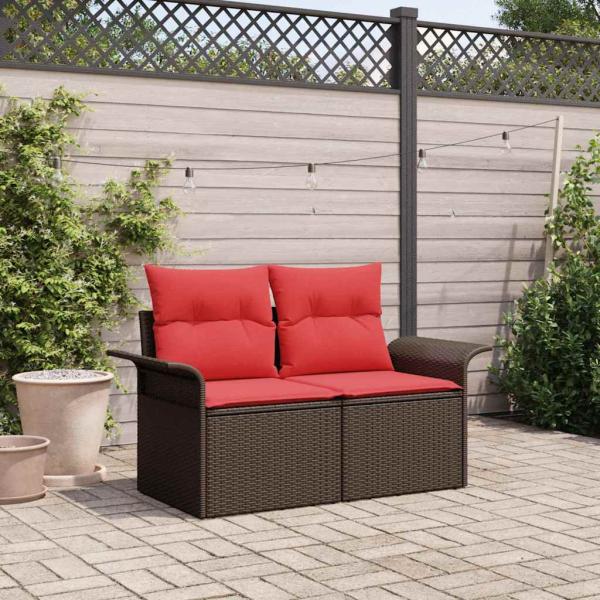 ARDEBO.de - Garten-Sofa mit Kissen 141 x 62 x 69 cm Poly-Rattan