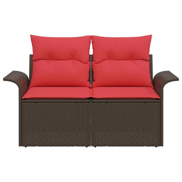 Garten-Sofa mit Kissen 141 x 62 x 69 cm Poly-Rattan