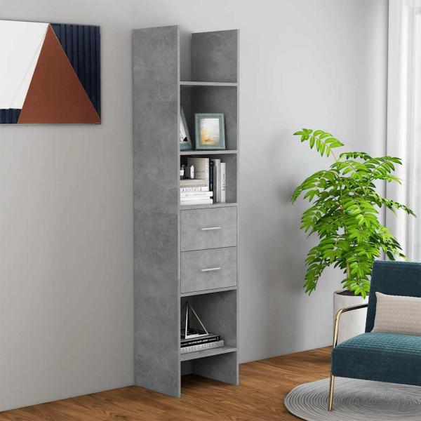 ARDEBO.de - Bücherregal Betongrau 40x35x180 cm Holzwerkstoff
