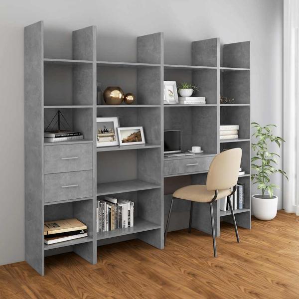 Bücherregal Betongrau 40x35x180 cm Holzwerkstoff