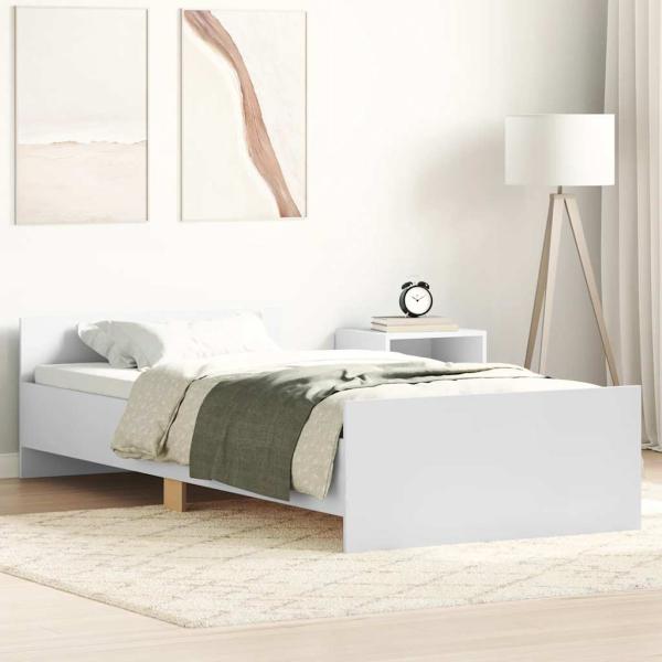 ARDEBO.de - Bettgestell Wei? 100x200 cm Holzwerkstoff