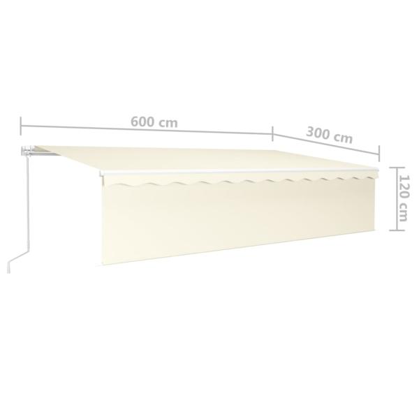 Markise Manuell Einziehbar mit Rollo 6x3 m Creme