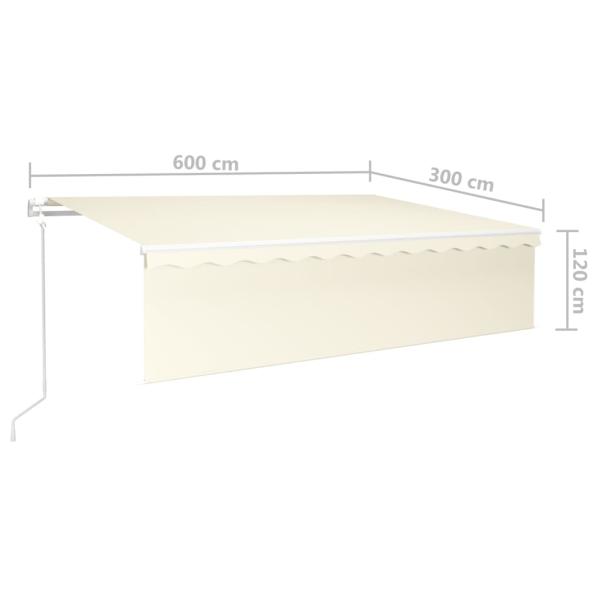 Markise Automatisch Einziehbar mit Volant 6x3 m Creme