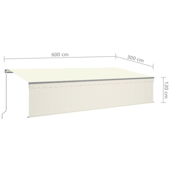 Markise Manuell Einziehbar mit Rollo & LED 6x3 m Creme
