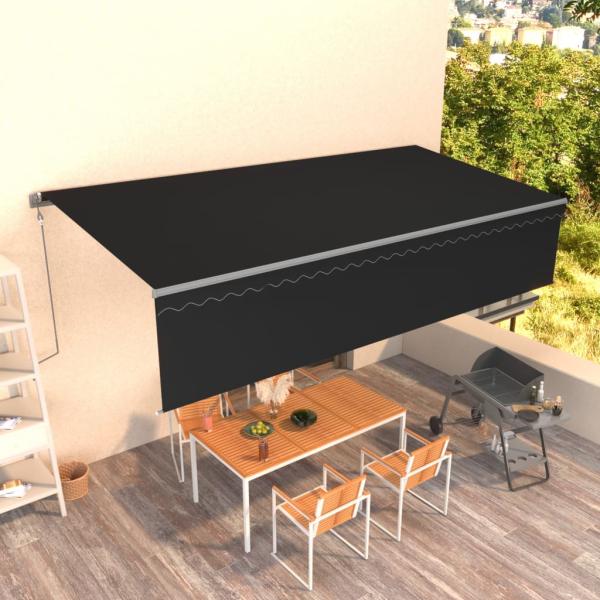 ARDEBO.de - Markise Automatisch Einziehbar mit Volant 6x3 m Anthrazit