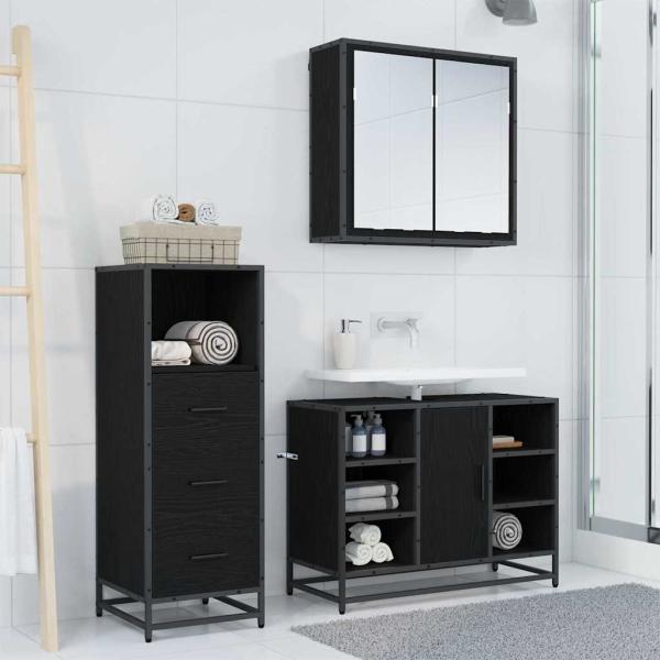 Badezimmermöbel-Set 3 stk. Altholz 35 x 37,5 x 166 cm