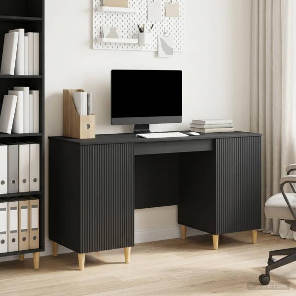 ARDEBO.de - Schreibtisch mit Regal Schwarz 142,5 x 50 x 75 cm Holzwerkstoff