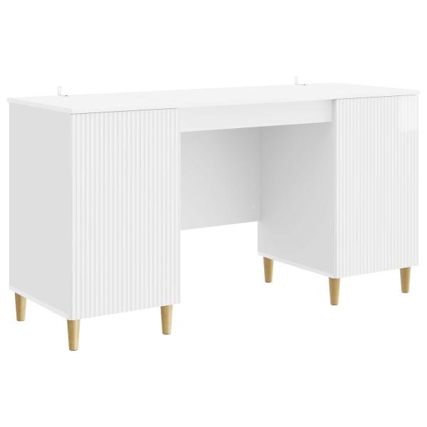 Schreibtisch Hochglanz Weiß 142,5 x 50 x 75 cm Holzwerkstoff