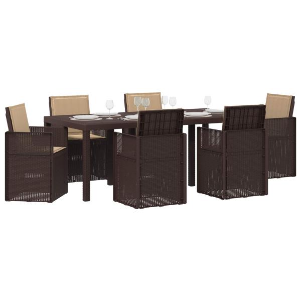 Garten Essgruppe 7 stk. Braun und Taupe PP