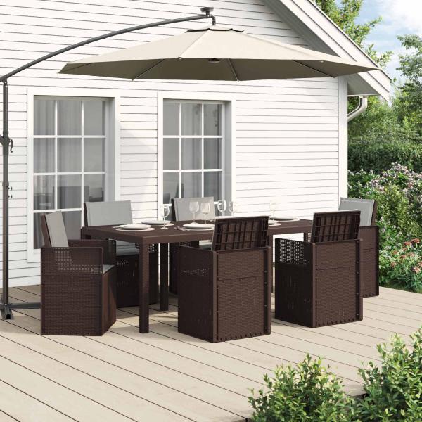 ARDEBO.de - Garten Essgruppe 7 Stk. Braun und Hellgrau PP